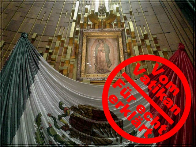 Die Tilma von Gudalupe in der Basilika in Mexiko-City
